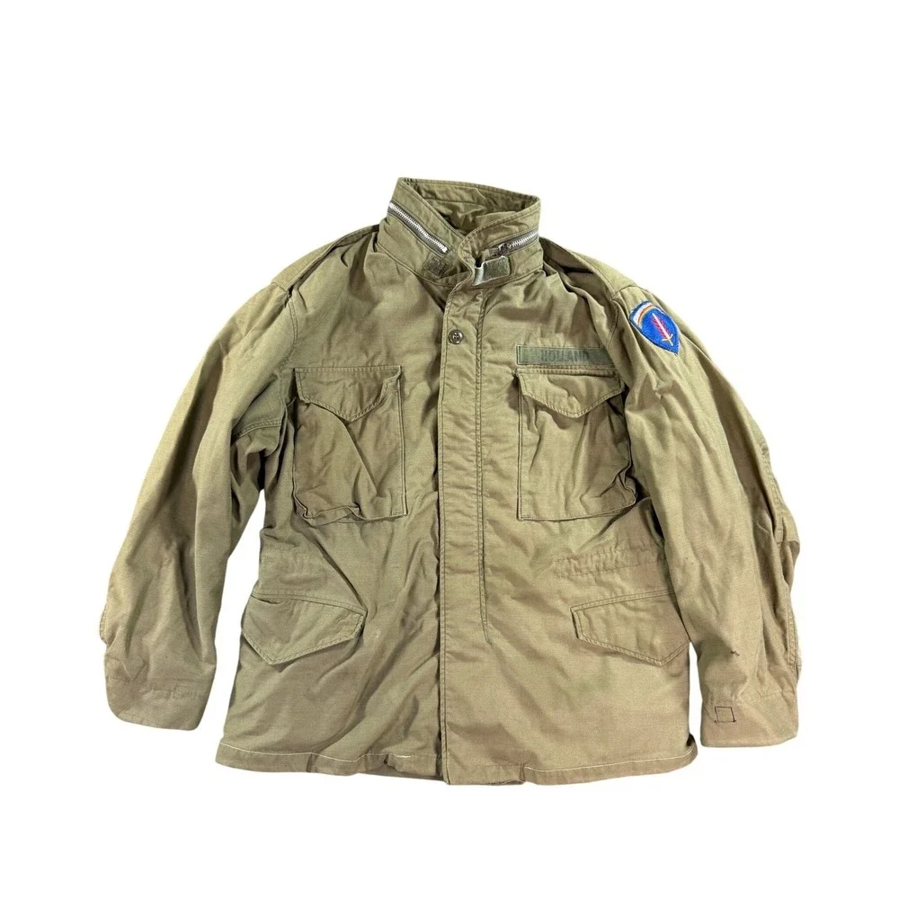 Vintage Military‎ M-65 Field Jacket Mens Medium Olive Drab Patch Holland Coat
